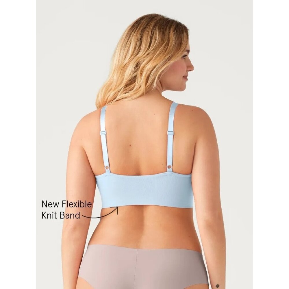 🆕TRUE & CO. Body Lift Triangle Soft Form Band Wireless Bra Powder Blue Medium - Picture 2 of 7